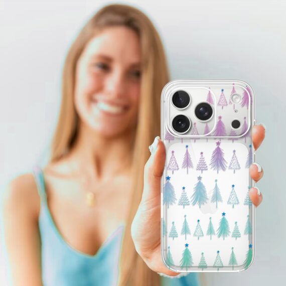 Etui do iPhone 17 Pro Max, świąteczny las choinek, przeźroczyste 17 Pro i Pro Max-4