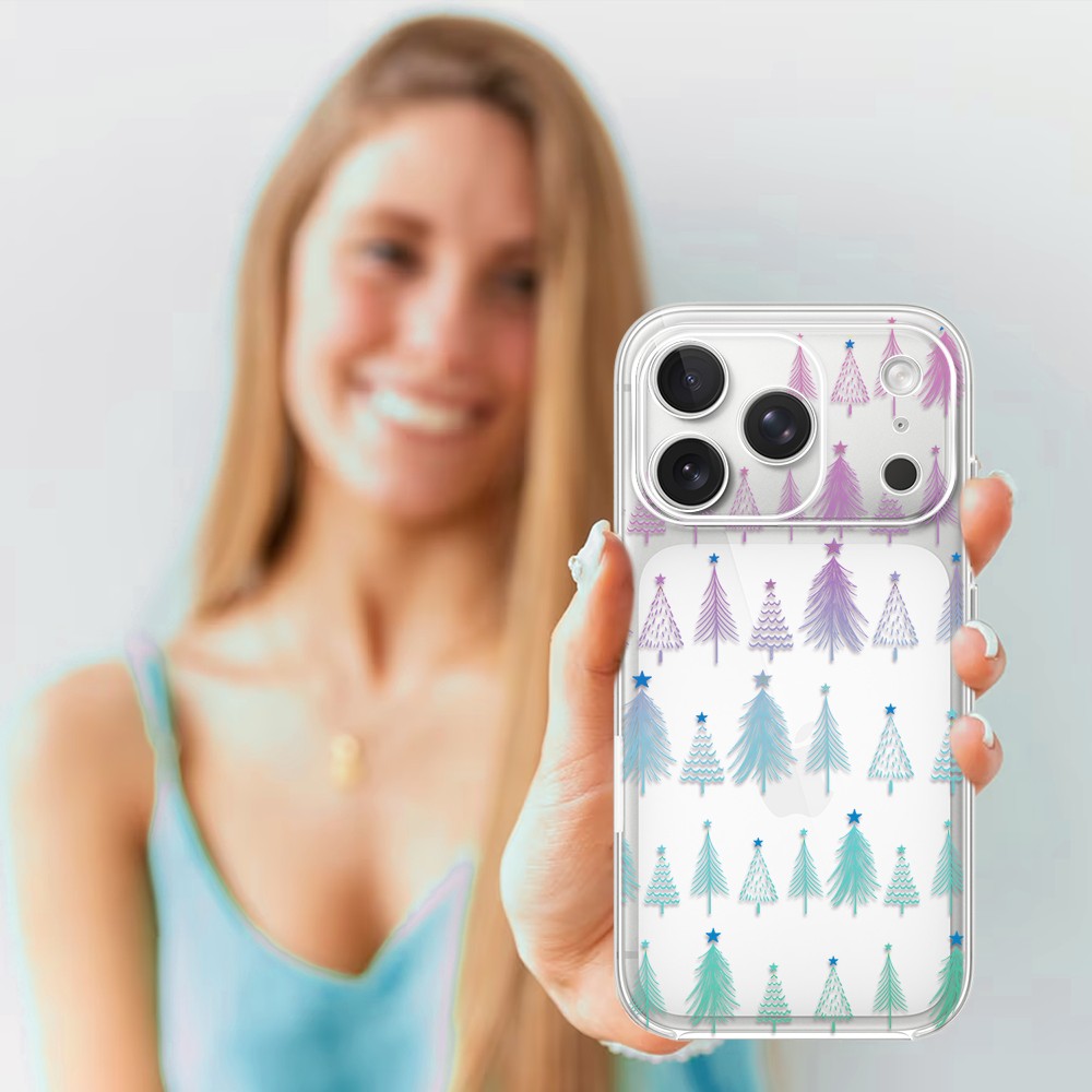 Etui do iPhone 17 Pro Max, świąteczny las choinek, przeźroczyste 17 Pro i Pro Max-4