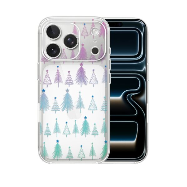 Etui do iPhone 17 Pro, świąteczny las choinek, przeźroczyste