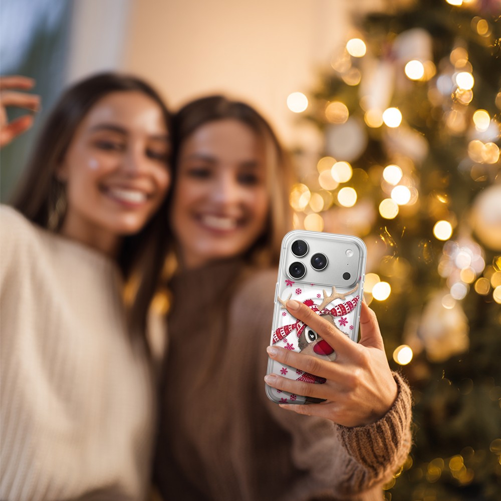 Etui do iPhone 17 Pro Max z MagSafe, Merry Christmas świąteczny nadruk, renifer, przeźroczyste6
