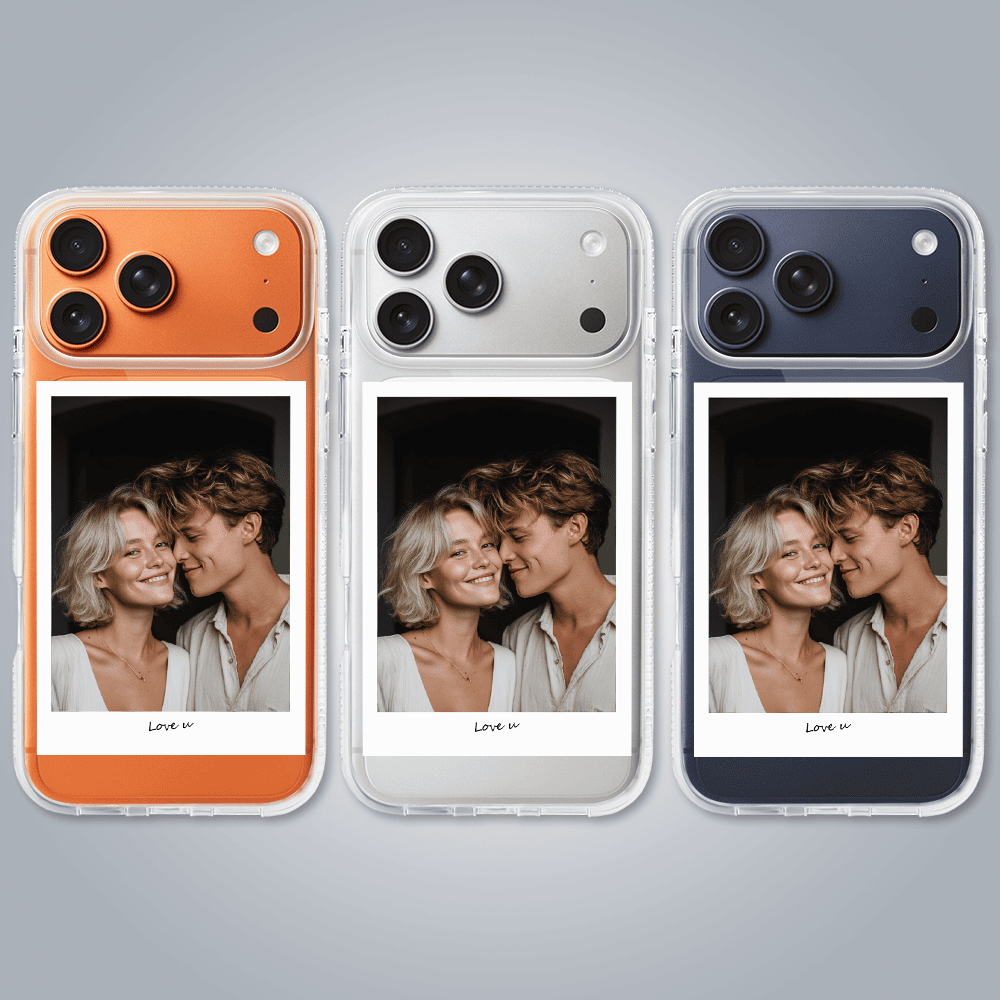 Etui do iPhone 17 Pro Max z MagSafe, Polaroid z własnym zdjęciem, upominek na prezent, przeźroczyste (2)