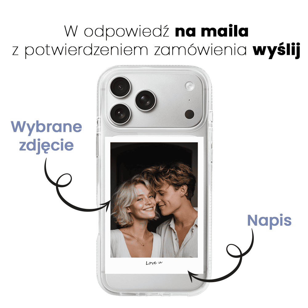 Etui do iPhone 17 Pro Max z MagSafe, Polaroid z własnym zdjęciem, upominek na prezent, przeźroczyste (5)