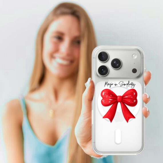 Etui do iPhone 17 Pro Max z MagSafe, Przytulne święta, Czerwona kokarda, przeźroczyste 17 Pro i Pro Max-4