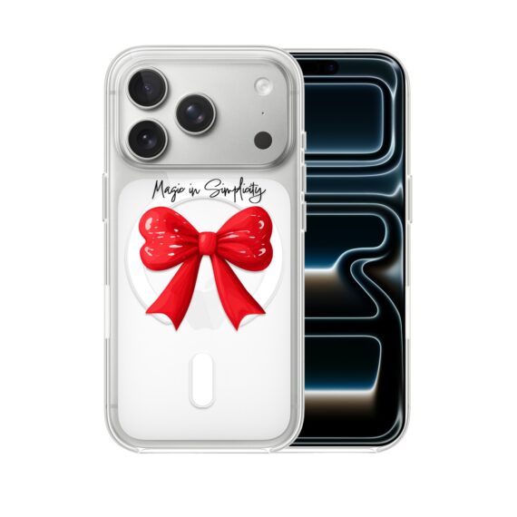 Etui do iPhone 17 Pro Max z MagSafe, Przytulne święta, Czerwona kokarda, przeźroczyste 17 Pro i Pro Max