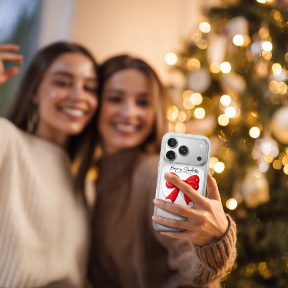 Etui do iPhone 17 Pro Max z MagSafe, Przytulne święta, Czerwona kokarda, przeźroczyste Artboard 1