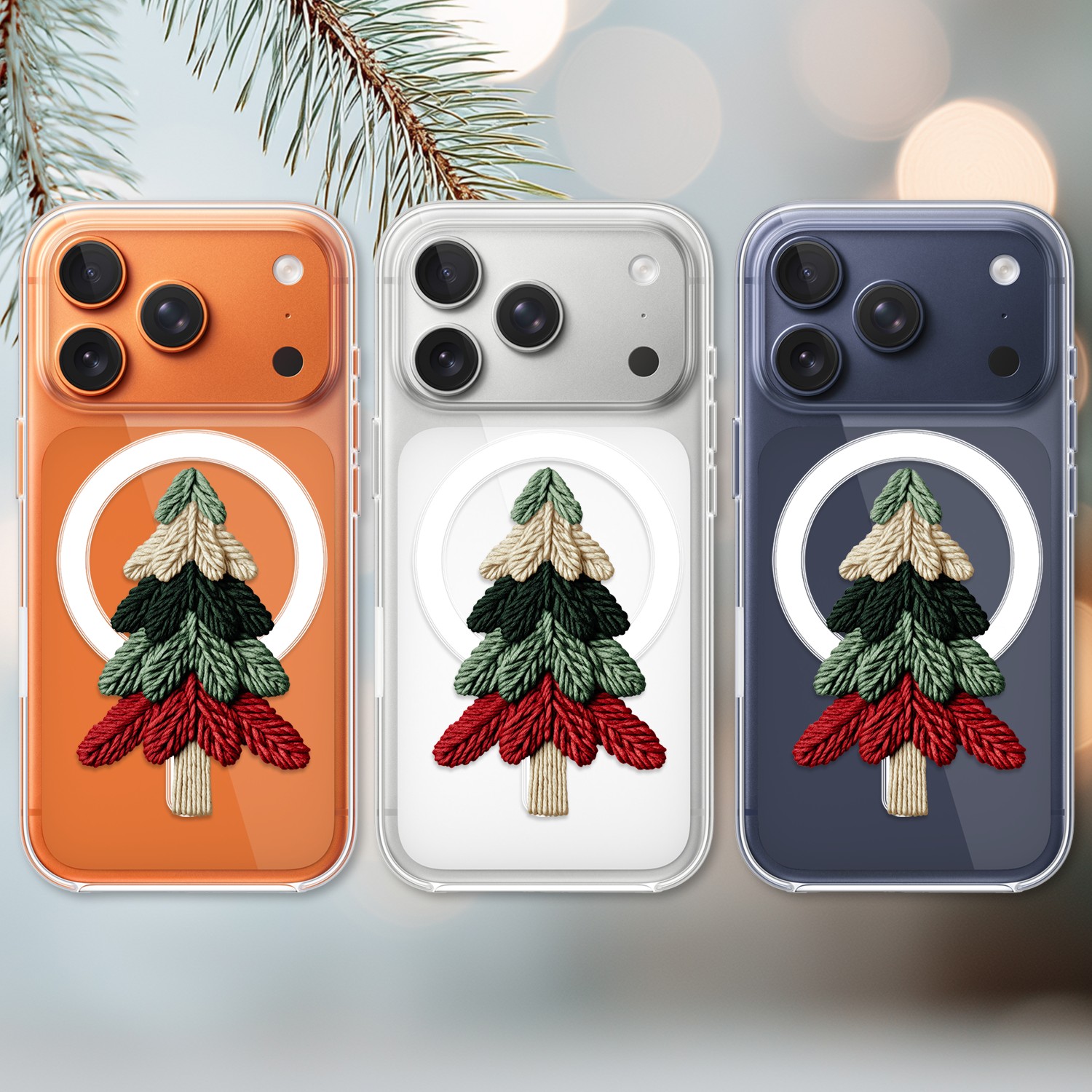 Etui do iPhone 17 Pro Max z MagSafe, Przytulne święta, Dziana choinka, przeźroczyste 17 Pro i Pro Max-2