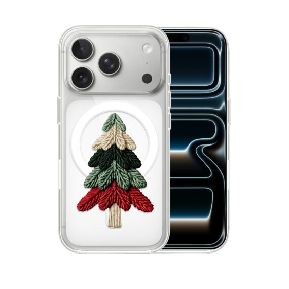 Etui do iPhone 17 Pro Max z MagSafe, Przytulne święta, Dziana choinka, przeźroczyste 17 Pro i Pro Max