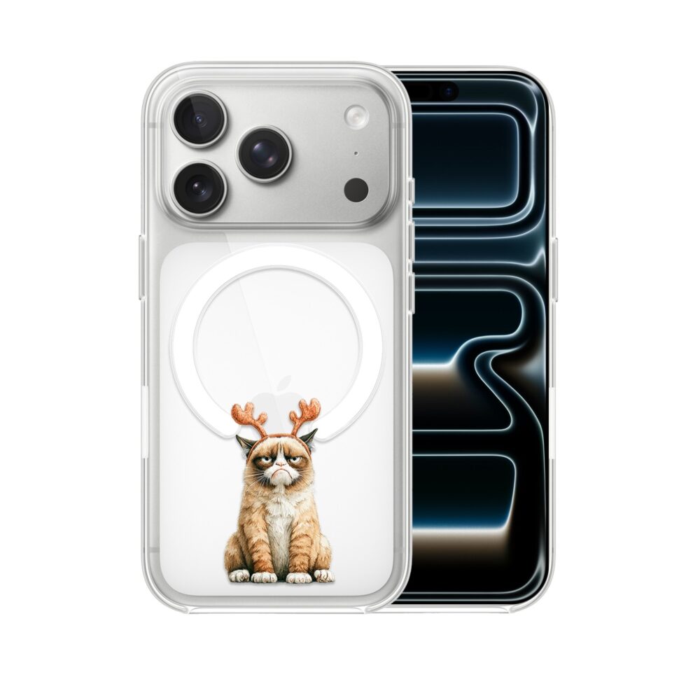Etui do iPhone 17 Pro Max z MagSafe, Przytulne święta, Kot który nie chciał być reniferem, przeźroczyste 17 Pro i Pro Max