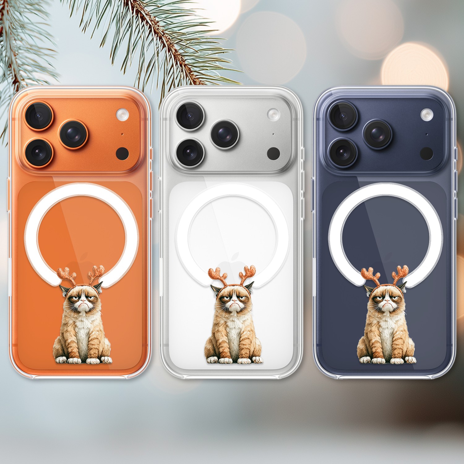 Etui do iPhone 17 Pro Max z MagSafe, Przytulne święta, Kot który nie chciał być reniferem, przeźroczyste 17 Pro i Pro Max-2