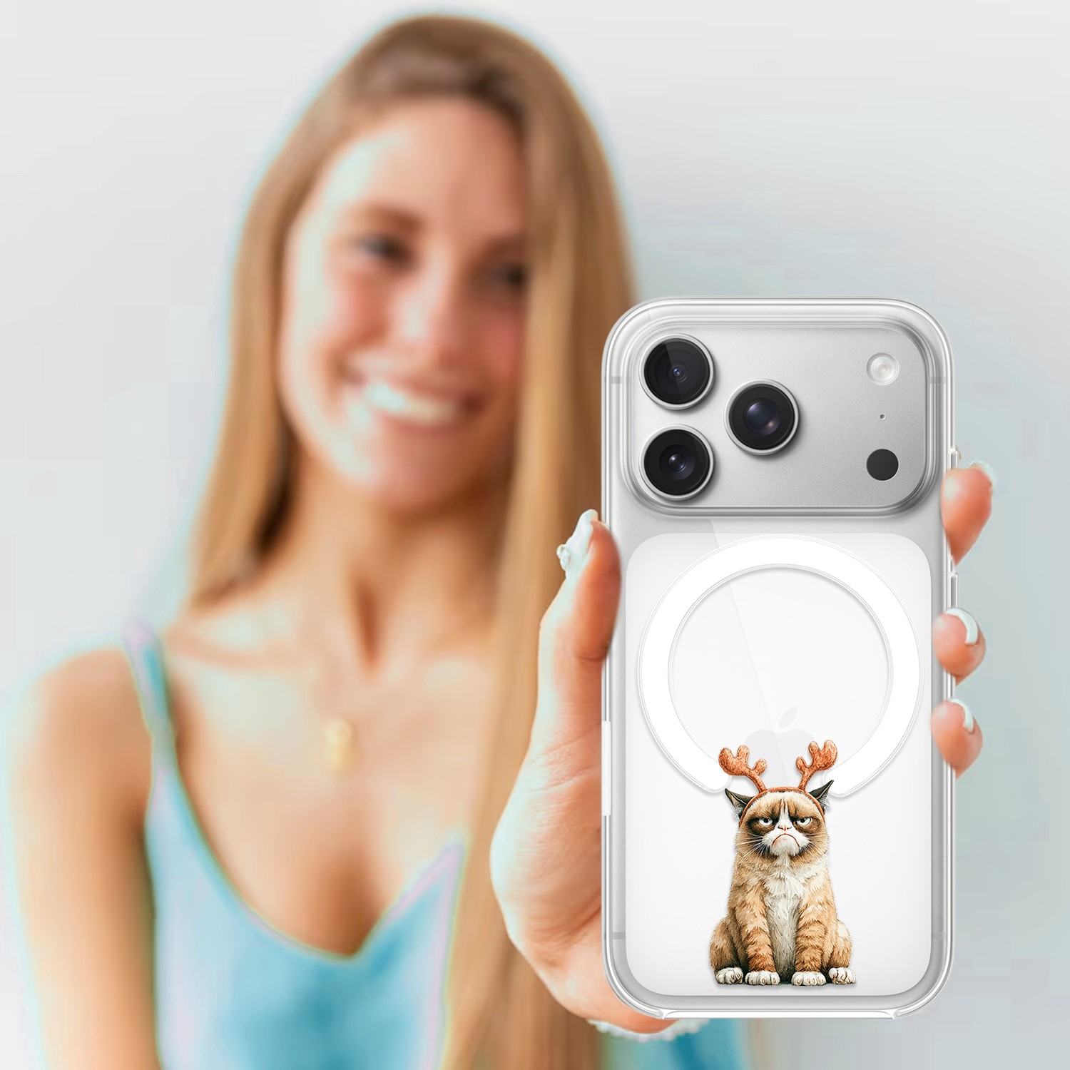 Etui do iPhone 17 Pro Max z MagSafe, Przytulne święta, Kot który nie chciał być reniferem, przeźroczyste 17 Pro i Pro Max-4