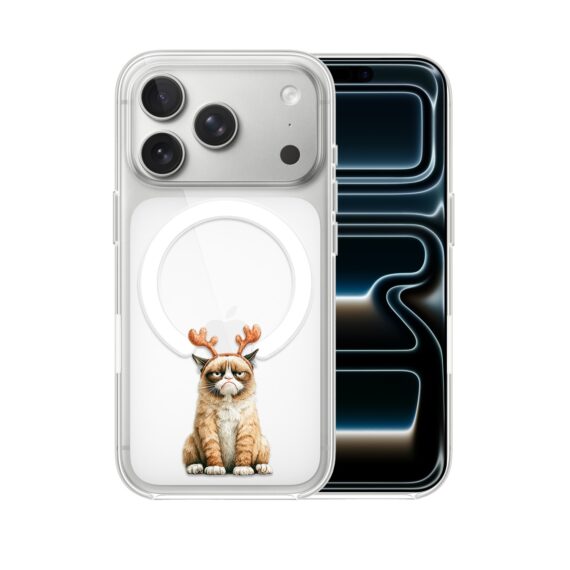 Etui do iPhone 17 Pro Max z MagSafe, Przytulne święta, Kot który nie chciał być reniferem, przeźroczyste 17 Pro i Pro Max