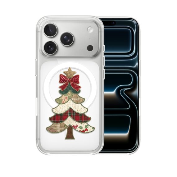 Etui do iPhone 17 Pro Max z MagSafe, Przytulne święta, Kraciasta choinka, przeźroczyste 17 Pro i Pro Max