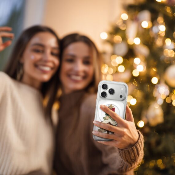 Etui do iPhone 17 Pro Max z MagSafe, Przytulne święta, Kraciasta choinka, przeźroczyste Artboard 1