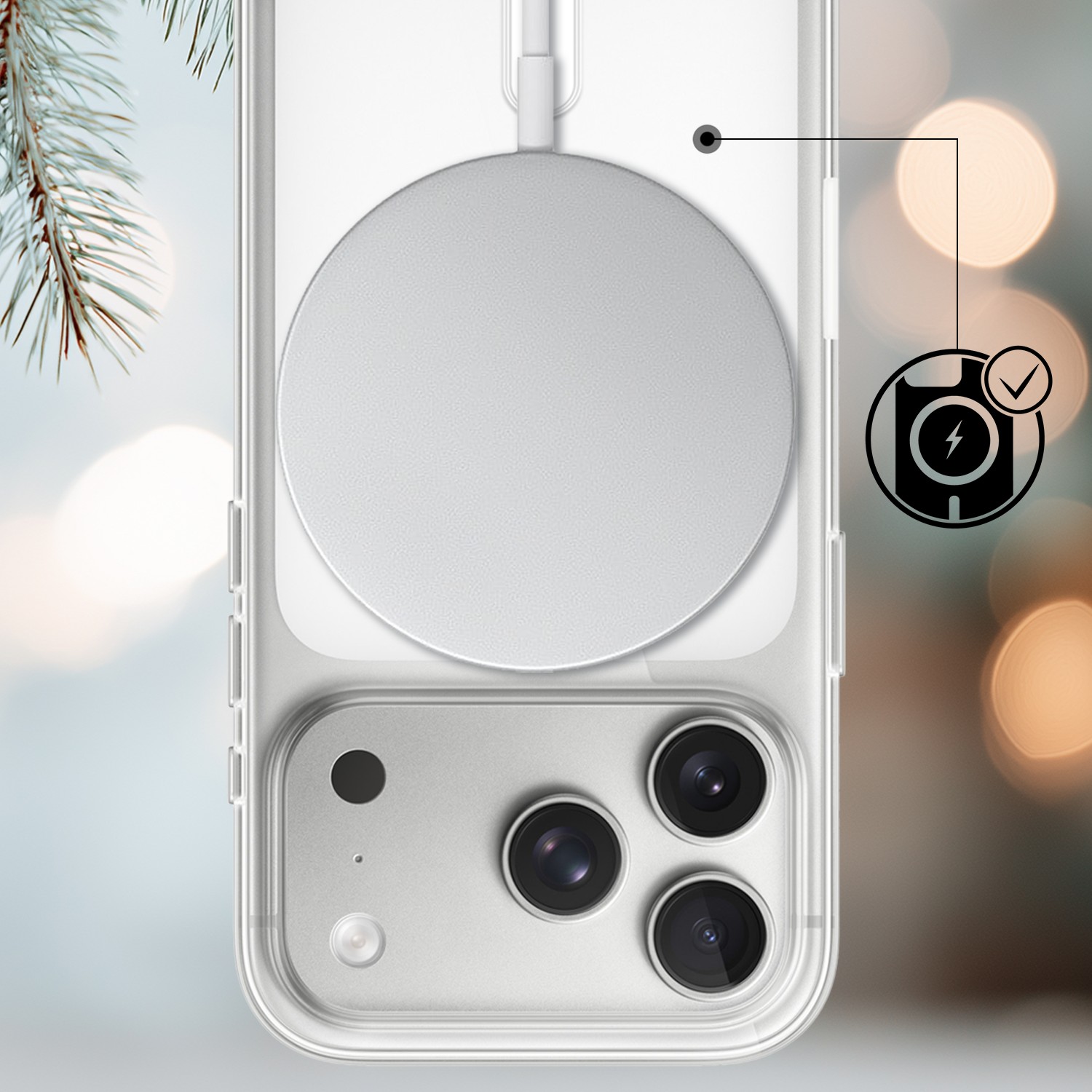 Etui do iPhone 17 Pro Max z MagSafe, Przytulne święta, Miś Mikołajek, przeźroczyste 17 Pro i Pro Max-3