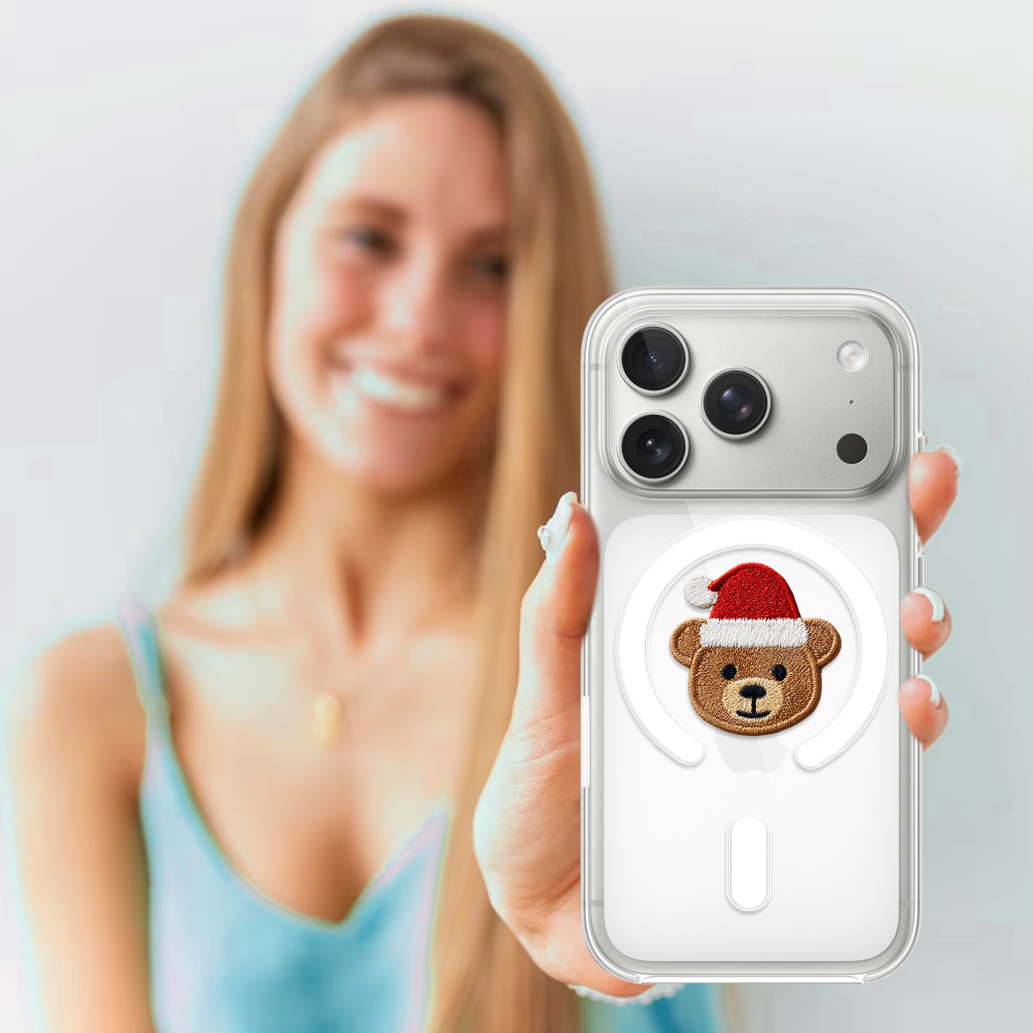 Etui do iPhone 17 Pro Max z MagSafe, Przytulne święta, Miś Mikołajek, przeźroczyste 17 Pro i Pro Max-4