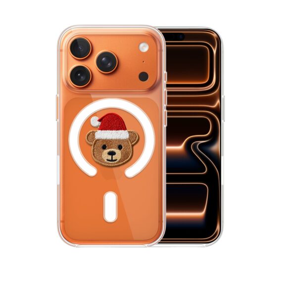 Etui do iPhone 17 Pro Max z MagSafe, Przytulne święta, Miś Mikołajek, przeźroczyste 17 Pro i Pro Max