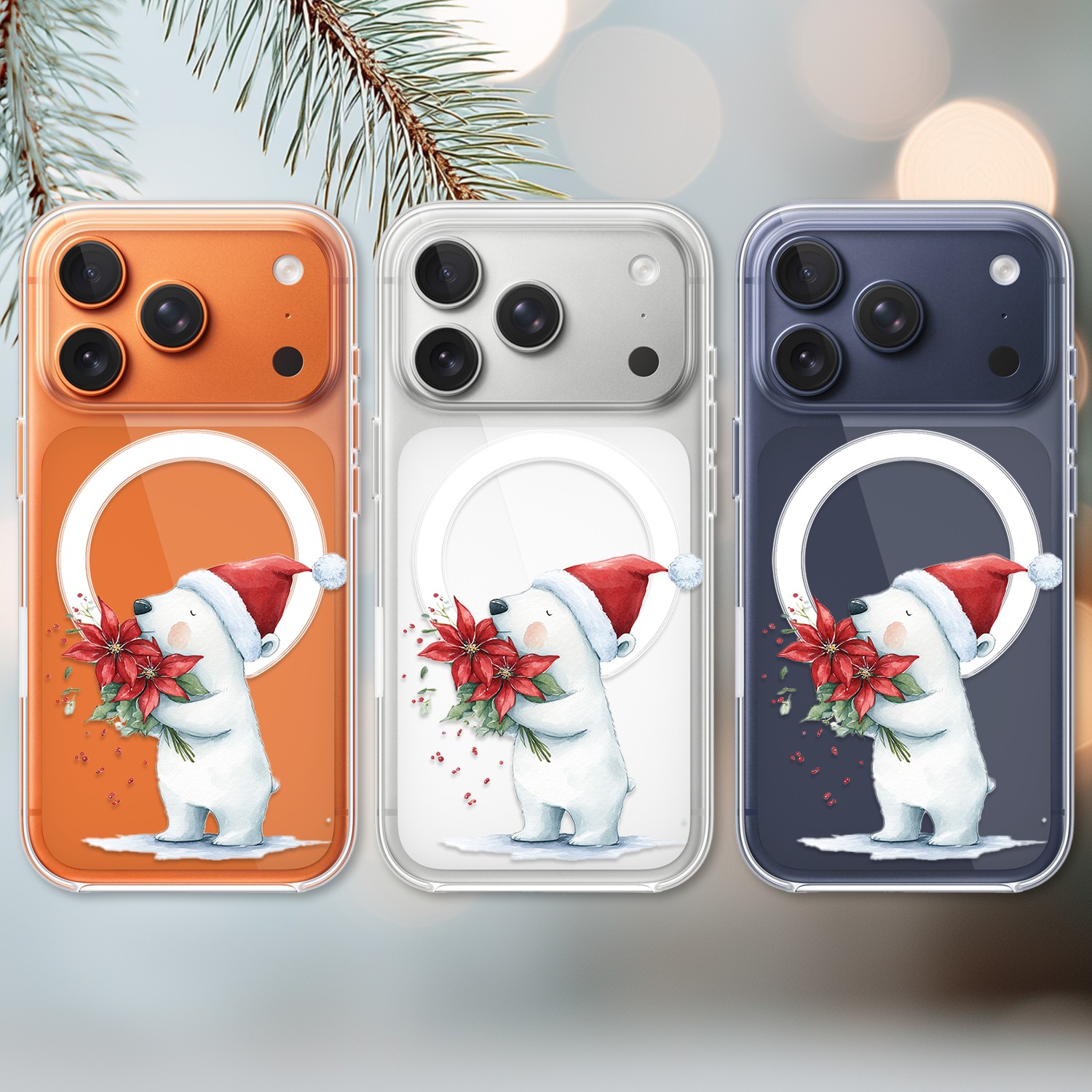 Etui do iPhone 17 Pro Max z MagSafe, Przytulne święta, Miś świąteczny, przeźroczyste prawid17 Pro i Pro Max-2