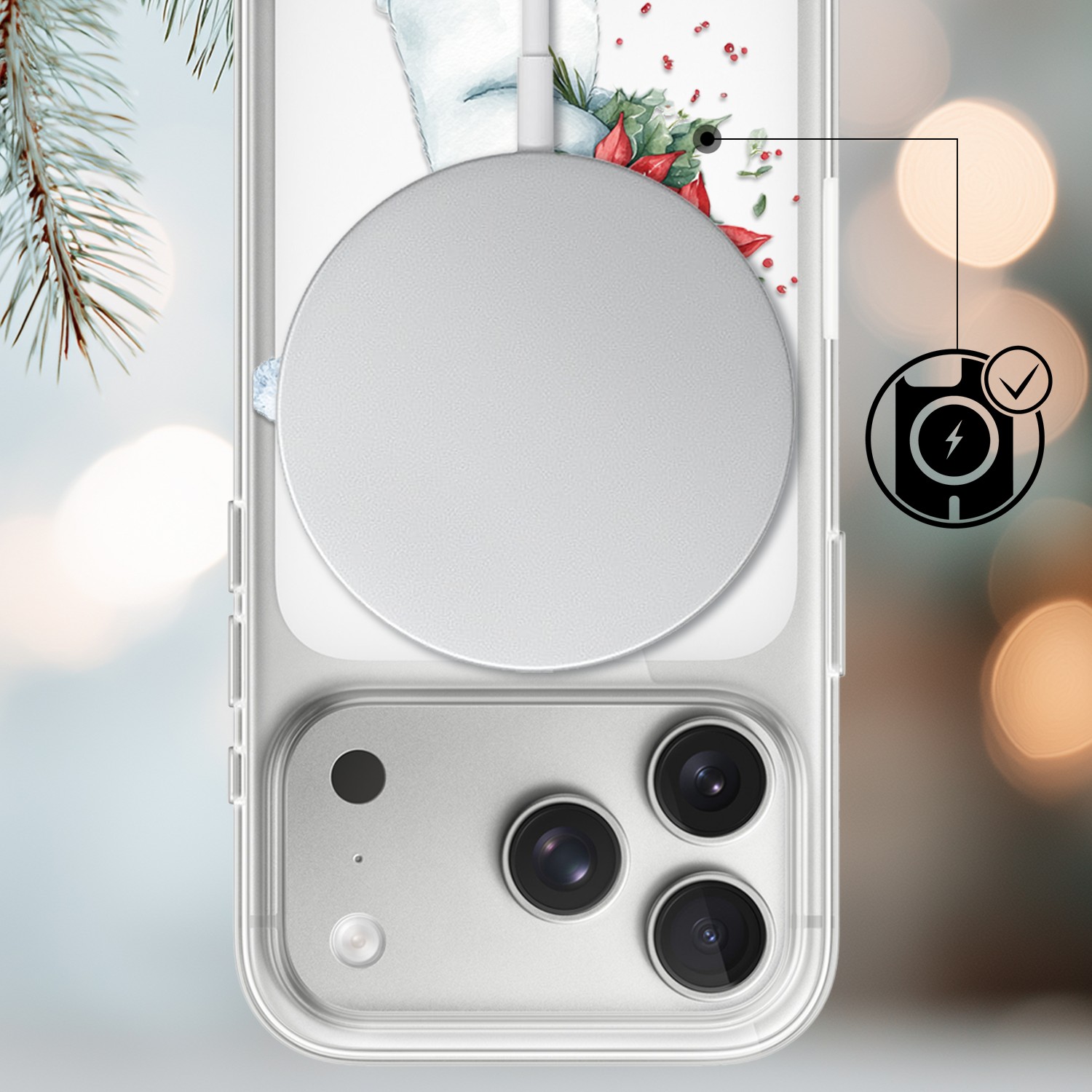 Etui do iPhone 17 Pro Max z MagSafe, Przytulne święta, Miś świąteczny, przeźroczyste prawid17 Pro i Pro Max-3