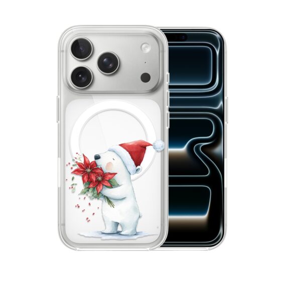 Etui do iPhone 17 Pro Max z MagSafe, Przytulne święta, Miś świąteczny, przeźroczyste prawid17 Pro i Pro Max