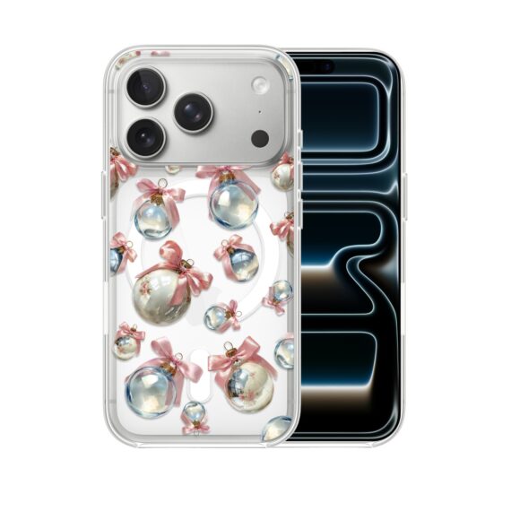 Etui do iPhone 17 Pro Max z MagSafe, Przytulne święta, Pastelowe bombki, przeźroczyste 17 Pro i Pro Max