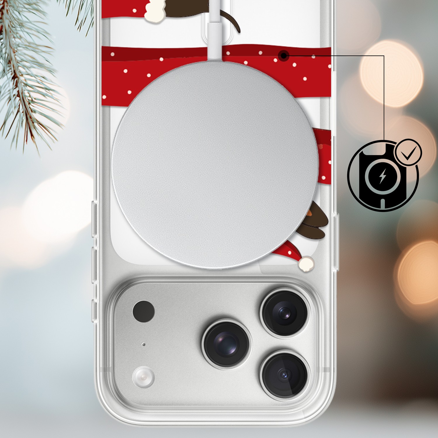 Etui do iPhone 17 Pro Max z MagSafe, Przytulne święta, Świąteczny jamnik, przeźroczyste 17 Pro i Pro Max-3