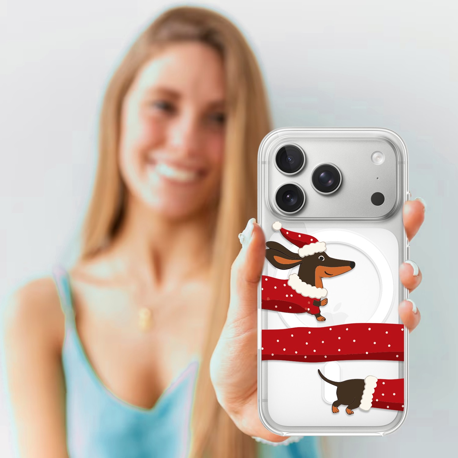 Etui do iPhone 17 Pro Max z MagSafe, Przytulne święta, Świąteczny jamnik, przeźroczyste 17 Pro i Pro Max-4