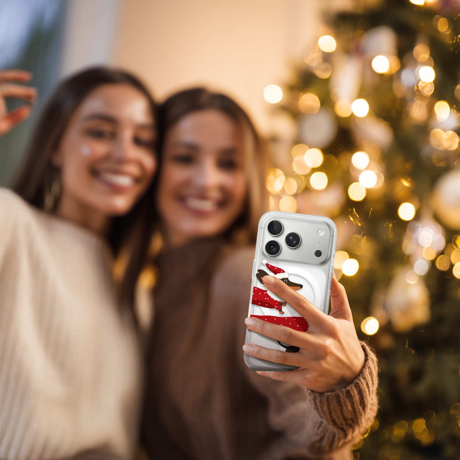 Etui do iPhone 17 Pro Max z MagSafe, Przytulne święta, Świąteczny jamnik, przeźroczyste Artboard 1