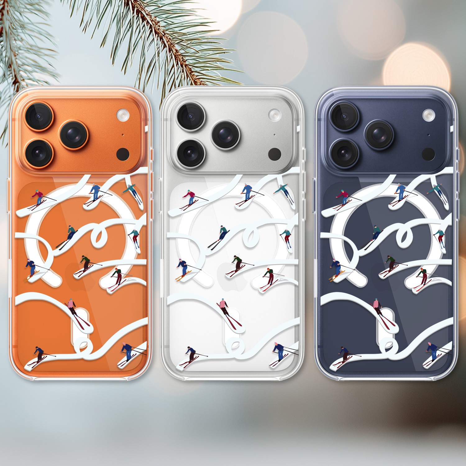 Etui do iPhone 17 Pro Max z MagSafe, Zimowa Magia, Narciarskie witraże, przeźroczyste 17 Pro i Pro Max-2