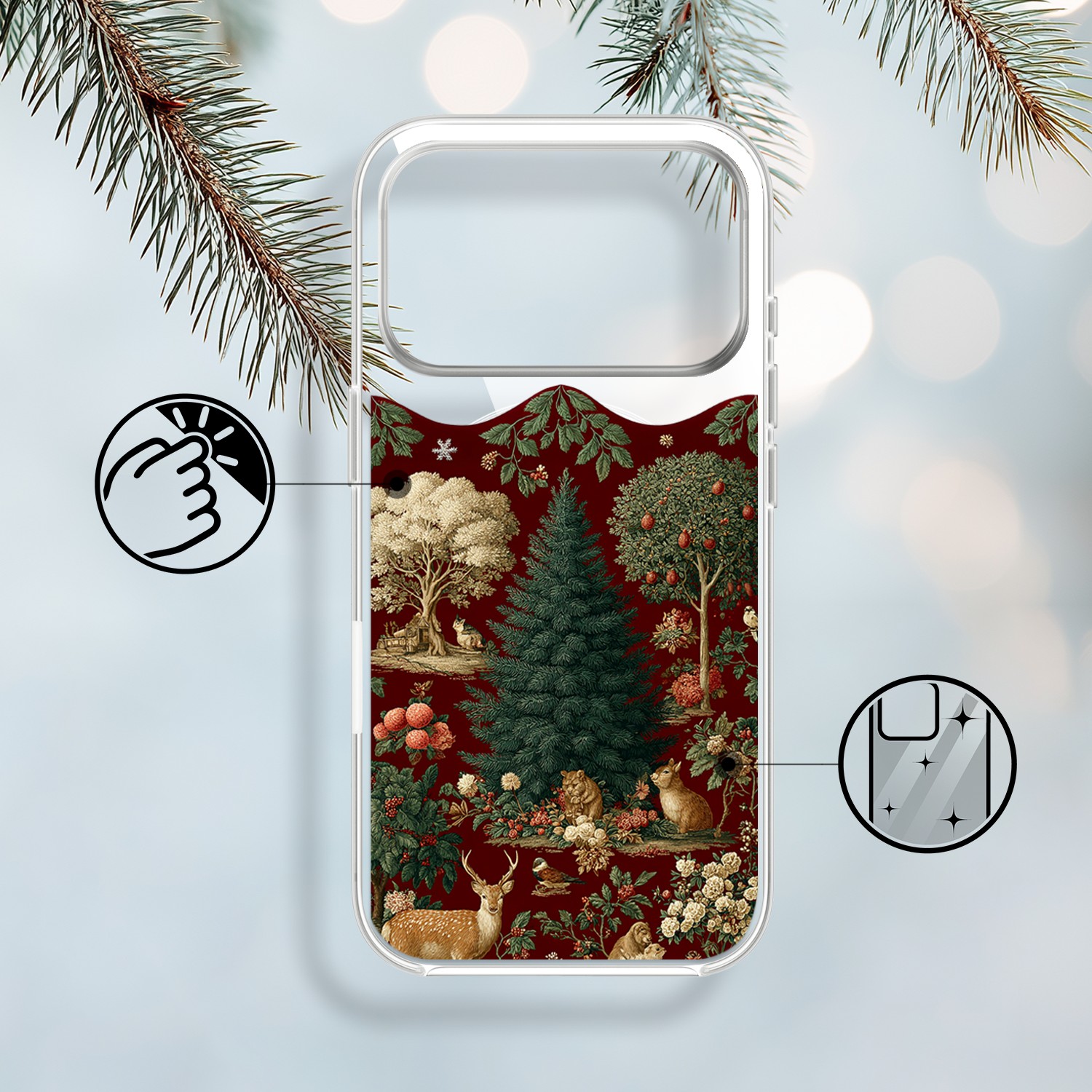 Etui do iPhone 17 Pro Max z MagSafe, Zimowa Magia, Świąteczny las, przeźroczyste 17 Pro i Pro Max-1