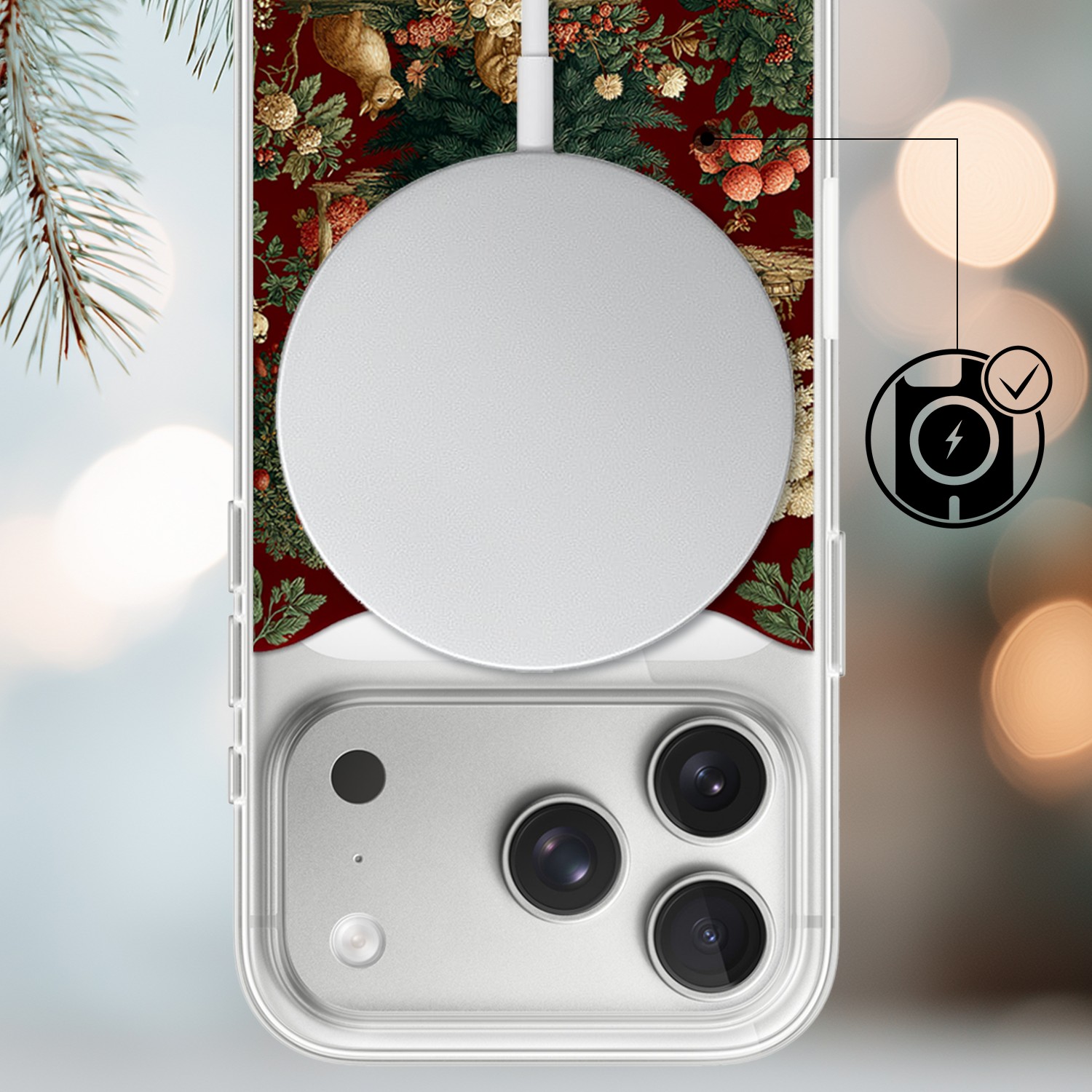 Etui do iPhone 17 Pro Max z MagSafe, Zimowa Magia, Świąteczny las, przeźroczyste 17 Pro i Pro Max-3