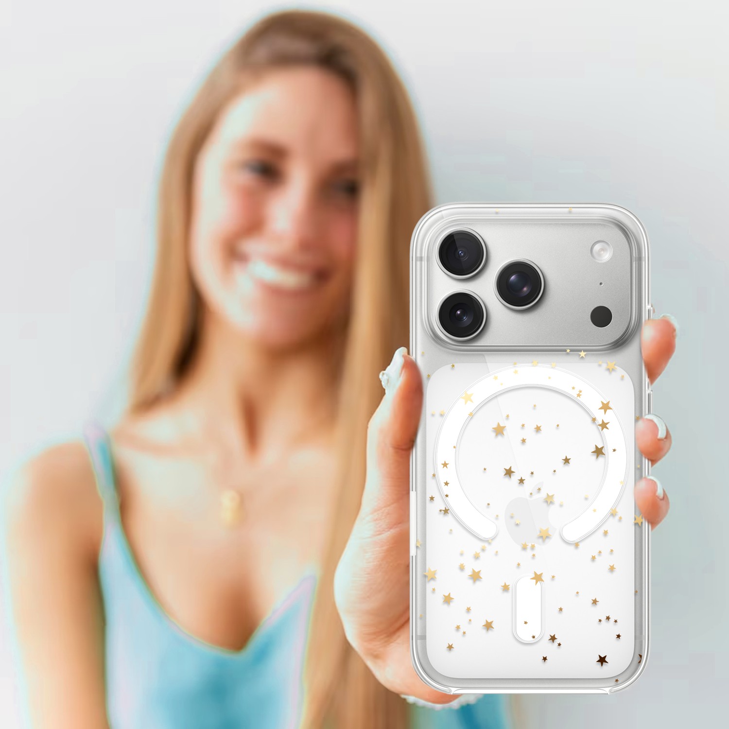 Etui do iPhone 17 Pro Max z MagSafe, Zimowa Magia, Złote gwiazdki, przeźroczyste 17 Pro i Pro Max-4