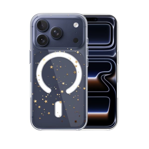 Etui do iPhone 17 Pro Max z MagSafe, Zimowa Magia, Złote gwiazdki, przeźroczyste 17 Pro i Pro Max