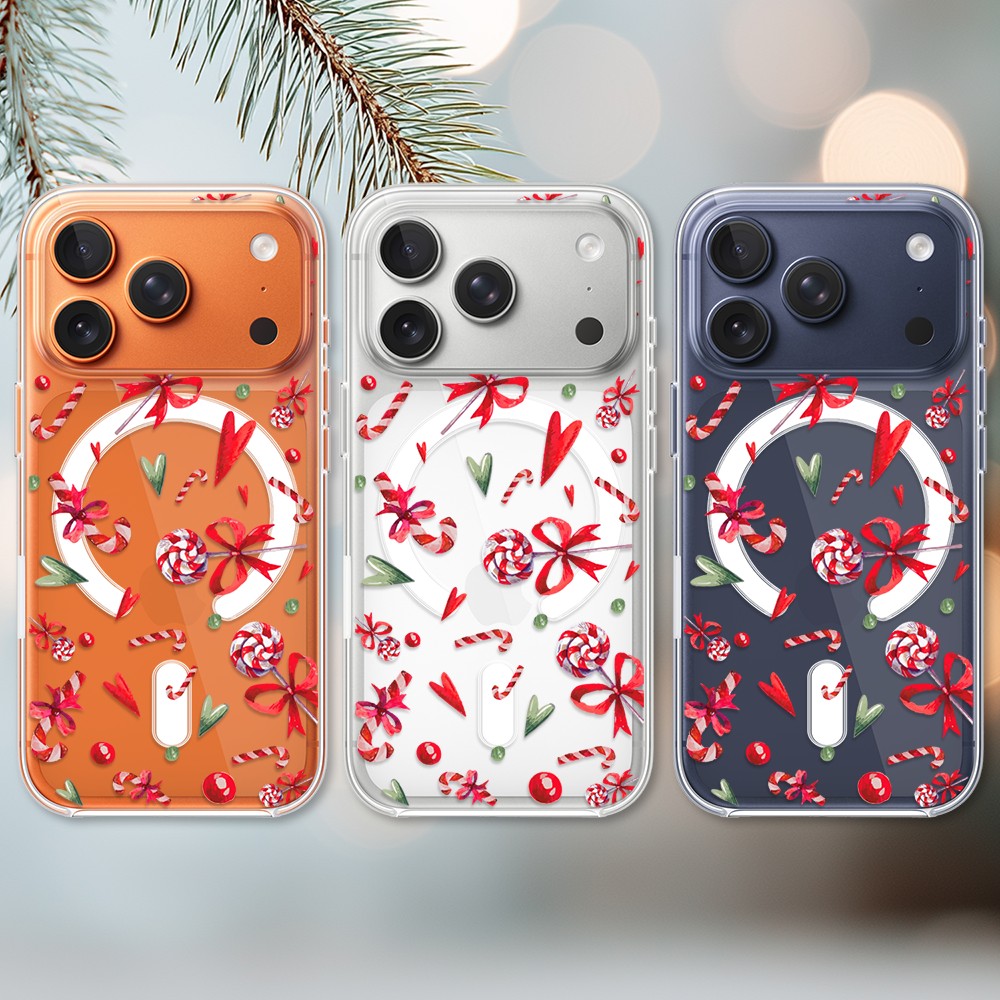 Etui do iPhone 17 Pro Max z MagSafe, cukierki świąteczne, przeźroczyste17 Pro i Pro Max-2