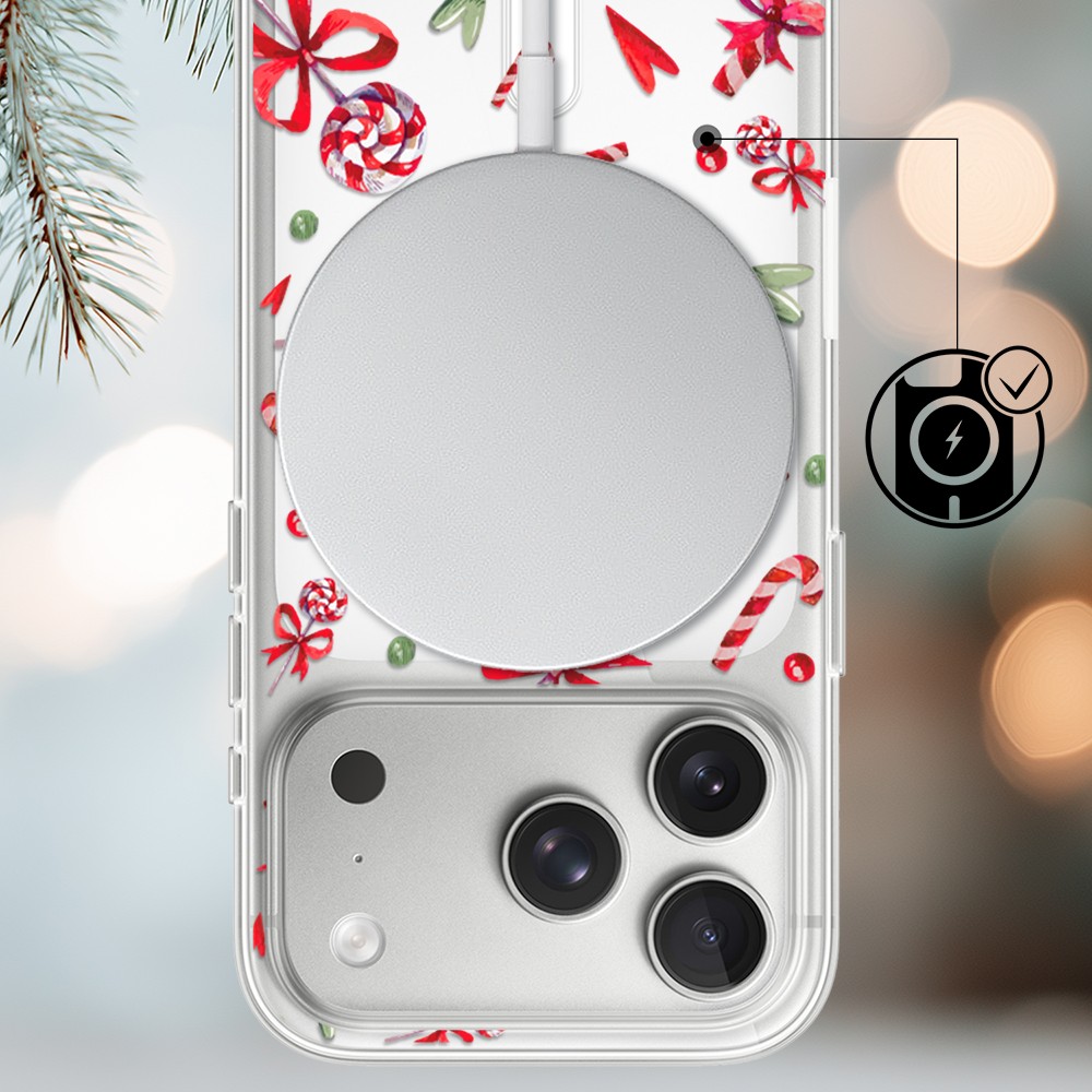 Etui do iPhone 17 Pro Max z MagSafe, cukierki świąteczne, przeźroczyste17 Pro i Pro Max-3