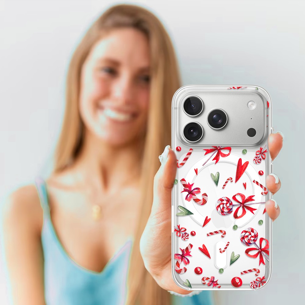 Etui do iPhone 17 Pro Max z MagSafe, cukierki świąteczne, przeźroczyste17 Pro i Pro Max-4