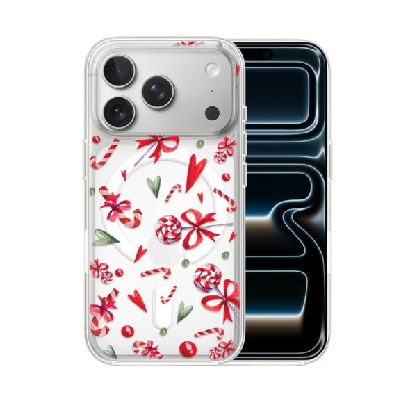 Etui do iPhone 17 Pro Max z MagSafe, cukierki świąteczne, przeźroczyste17 Pro i Pro Max