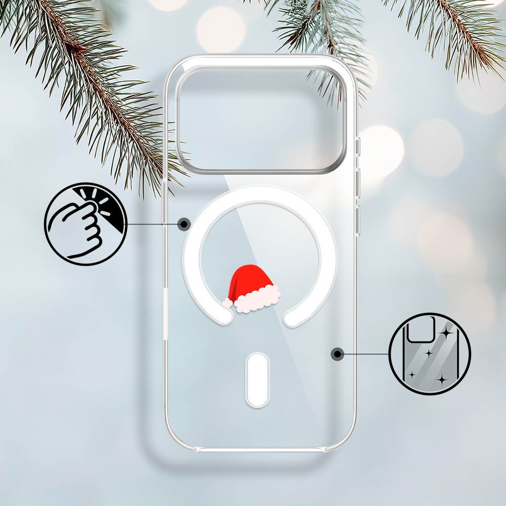 Etui do iPhone 17 Pro Max z MagSafe, czapka Mikołaja, przeźroczyste1