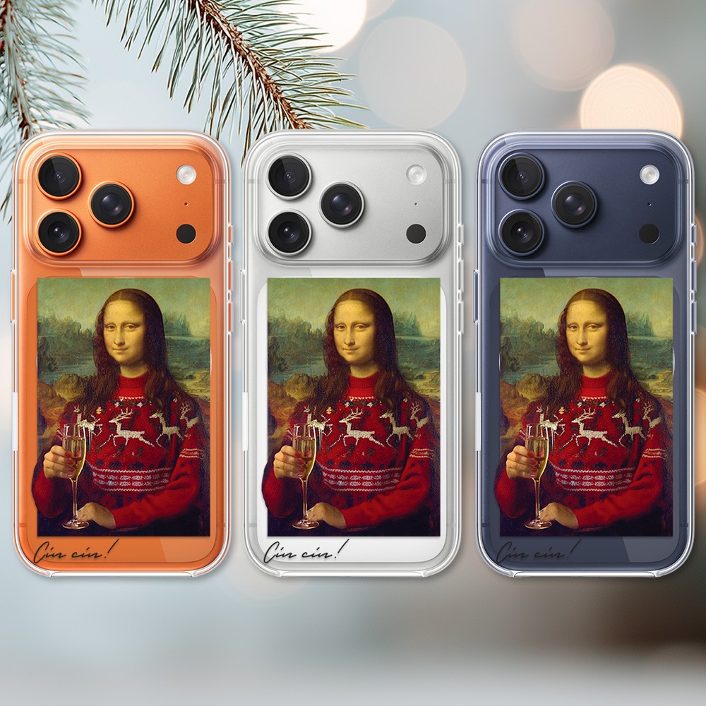 Etui do iPhone 17 Pro Max z MagSafe, świąteczna Mona Lisa z szampanem, przeźroczyste2