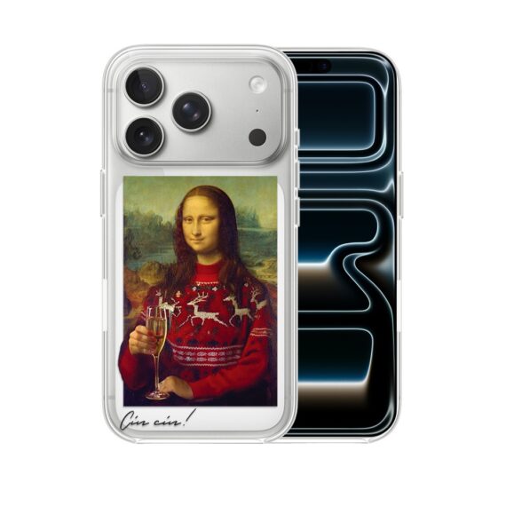Etui do iPhone 17 Pro Max z MagSafe, świąteczna Mona Lisa z szampanem, przeźroczyste5