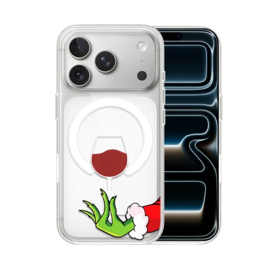 Etui do iPhone 17 Pro Max z MagSafe, zielony psotnik z lampką wina, przeźroczyste5