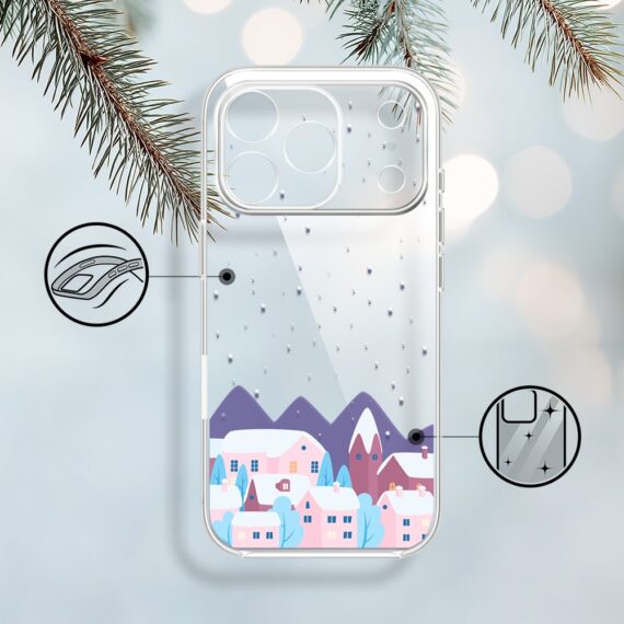 Etui do iPhone 17 Pro Max, zimowa osada, przeźroczyste 17 Pro i Pro Max-1
