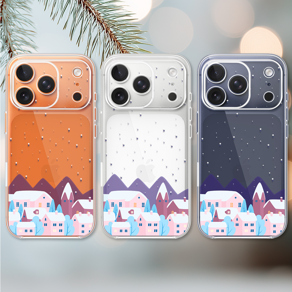 Etui do iPhone 17 Pro Max, zimowa osada, przeźroczyste 17 Pro i Pro Max-2