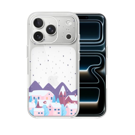 Etui do iPhone 17 Pro Max, zimowa osada, przeźroczyste 17 Pro i Pro Max