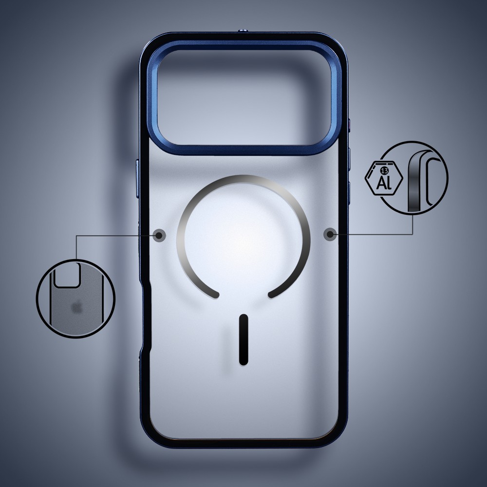 Etui do iPhone 17 Pro Metal Defender, metalowa ramka z MagSafe, granatowe6