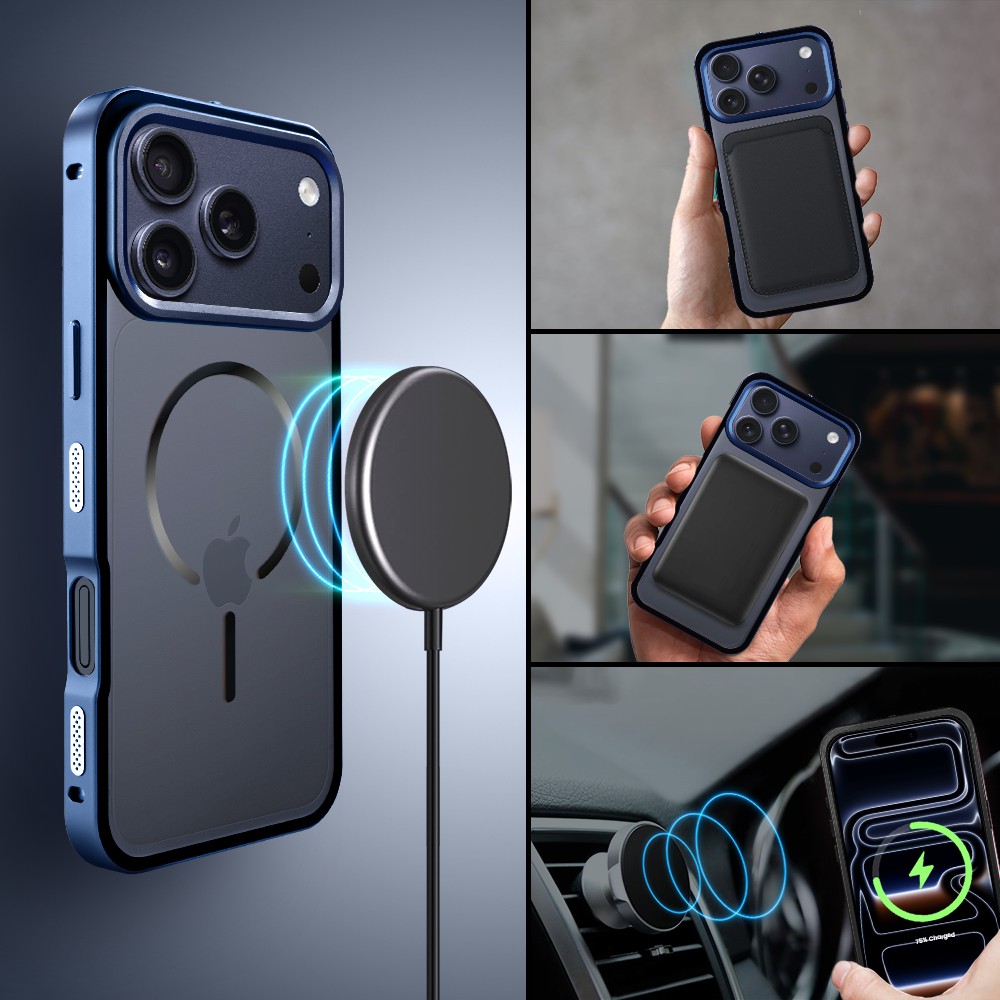 Etui do iPhone 17 Pro Metal Defender, metalowa ramka z MagSafe, granatowe7