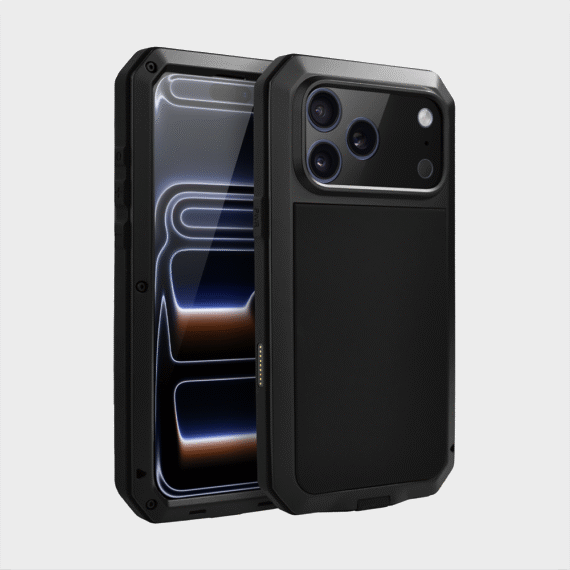 Etui do iPhone 17 Pro Panzer Max, metalowa, skręcana, pancerna obudowa przód+tył, czarne (1)