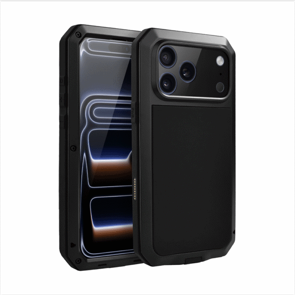 Etui do iPhone 17 Pro Panzer Max, metalowa, skręcana, pancerna obudowa przód+tył, czarne