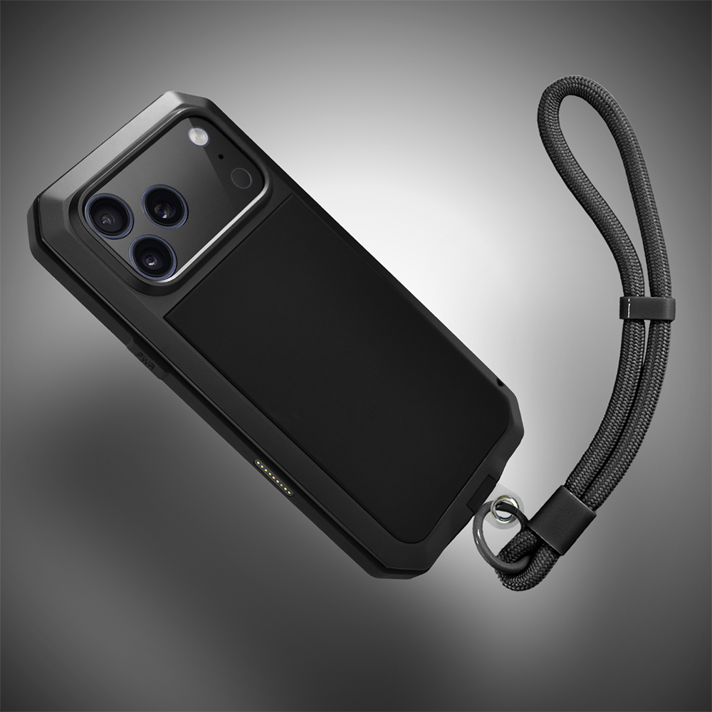 Etui do iPhone 17 Pro Panzer Max, metalowa, skręcana, pancerna obudowa przód+tył, czarne (2)
