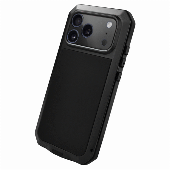 Etui do iPhone 17 Pro Panzer Max, metalowa, skręcana, pancerna obudowa przód+tył, czarne (7)