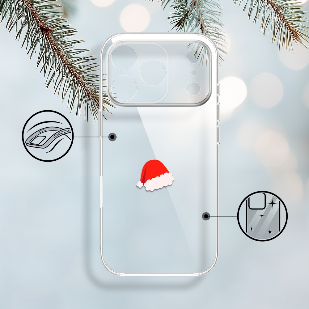 Etui do iPhone 17 Pro, czapka Mikołaja, przeźroczyste (6)